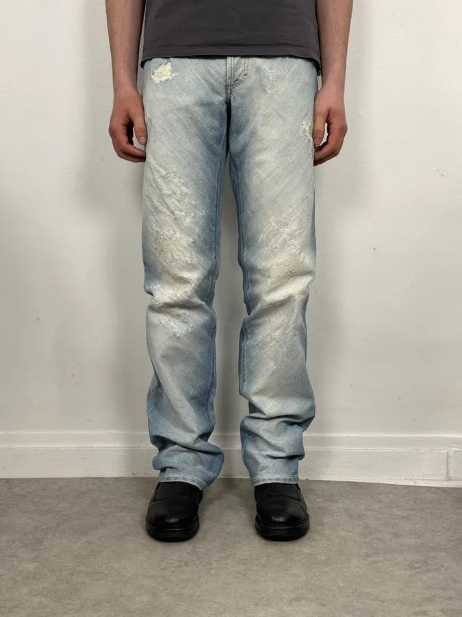 SS2005 Dolce & Gabbana Blue Denim White Snakeskin Rebel Jeans MGVXrck 0
