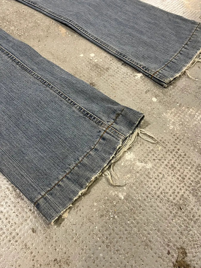 SS2005 Dolce & Gabbana Blue Distressed Painted Rebel Denim Jeans gmqyVOP 5