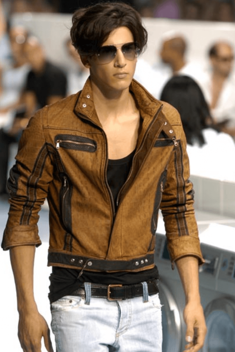 SS2005 Dolce & Gabbana Brown Crocodile Effect Leather Biker Jacket swVrinU 1