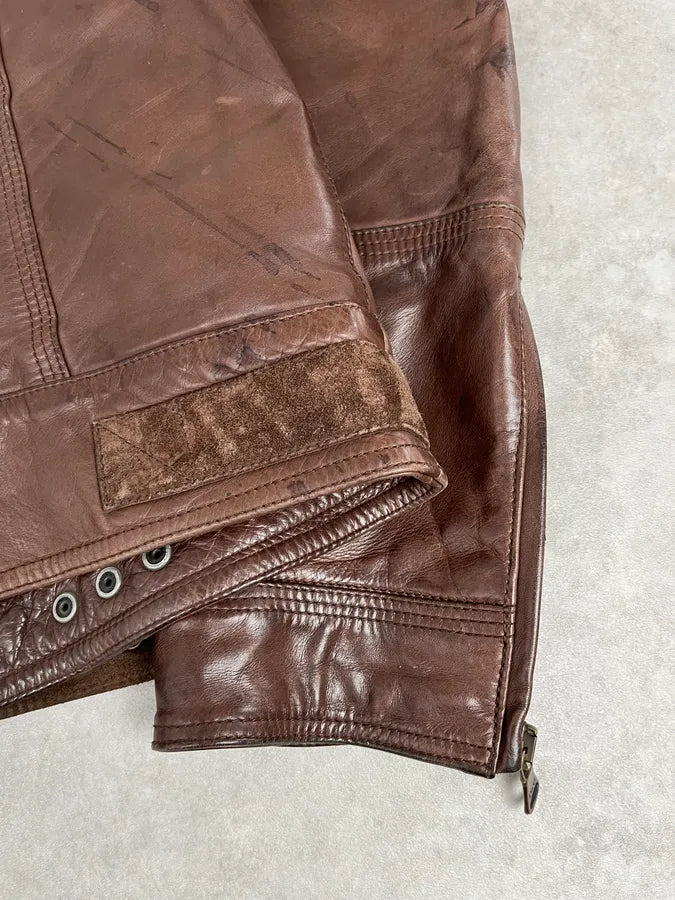 SS2005 Dolce & Gabbana Brown Hybrid Leather Premium Jacket ZLTRqVH 8