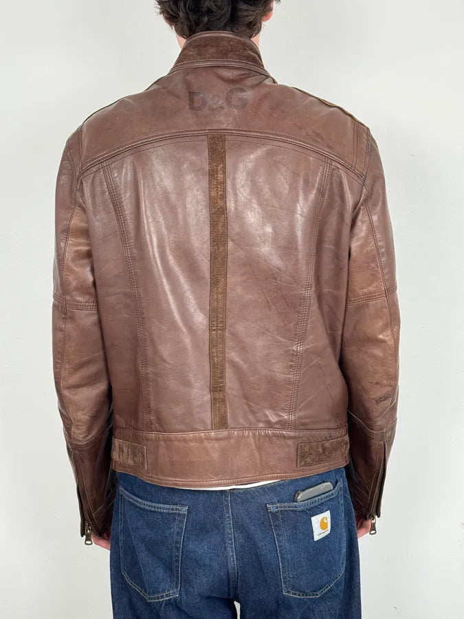 SS2005 Dolce & Gabbana Brown Hybrid Leather Premium Jacket ZLTRqVH 2