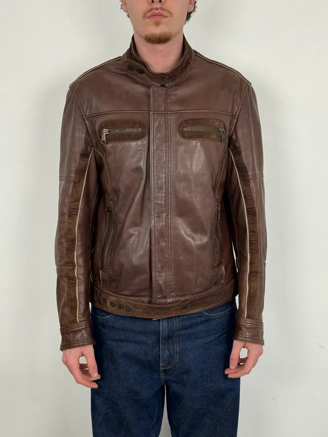 SS2005 Dolce & Gabbana Brown Hybrid Leather Premium Jacket ZLTRqVH 1