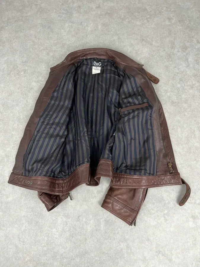 SS2005 Dolce & Gabbana Brown Hybrid Leather Premium Jacket ZLTRqVH 11