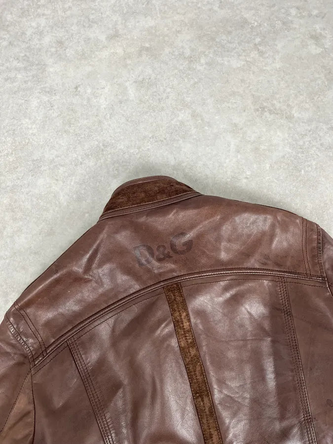 SS2005 Dolce & Gabbana Brown Hybrid Leather Premium Jacket ZLTRqVH 7