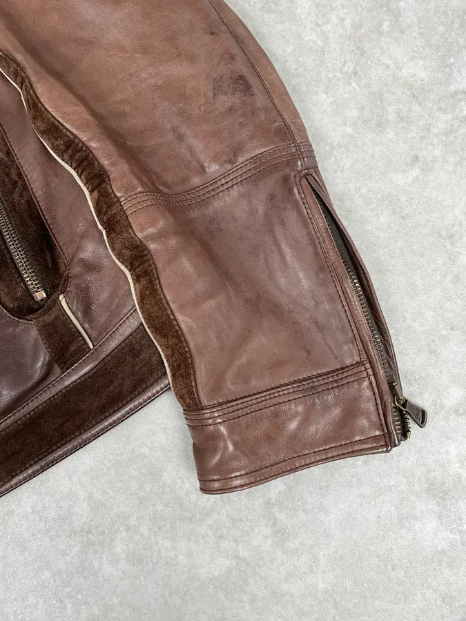 SS2005 Dolce & Gabbana Brown Hybrid Leather Premium Jacket ZLTRqVH 9