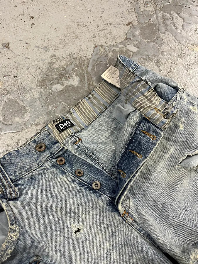 SS2005 Dolce & Gabbana Destroyed Blue Denim Jeans ctWgJiO 10