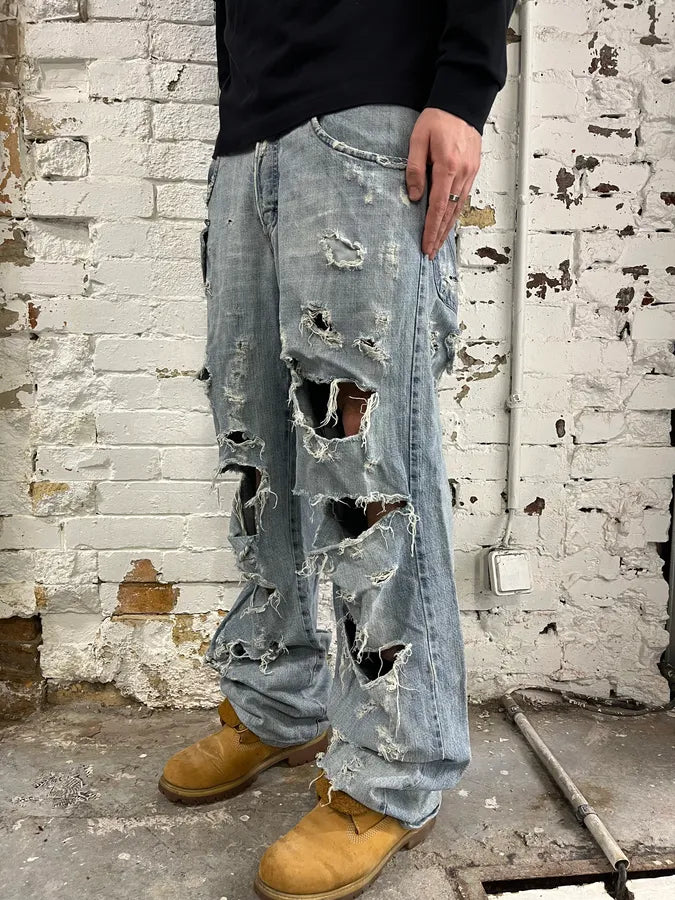 SS2005 Dolce & Gabbana Destroyed Blue Denim Jeans – Dolce Vita Hub