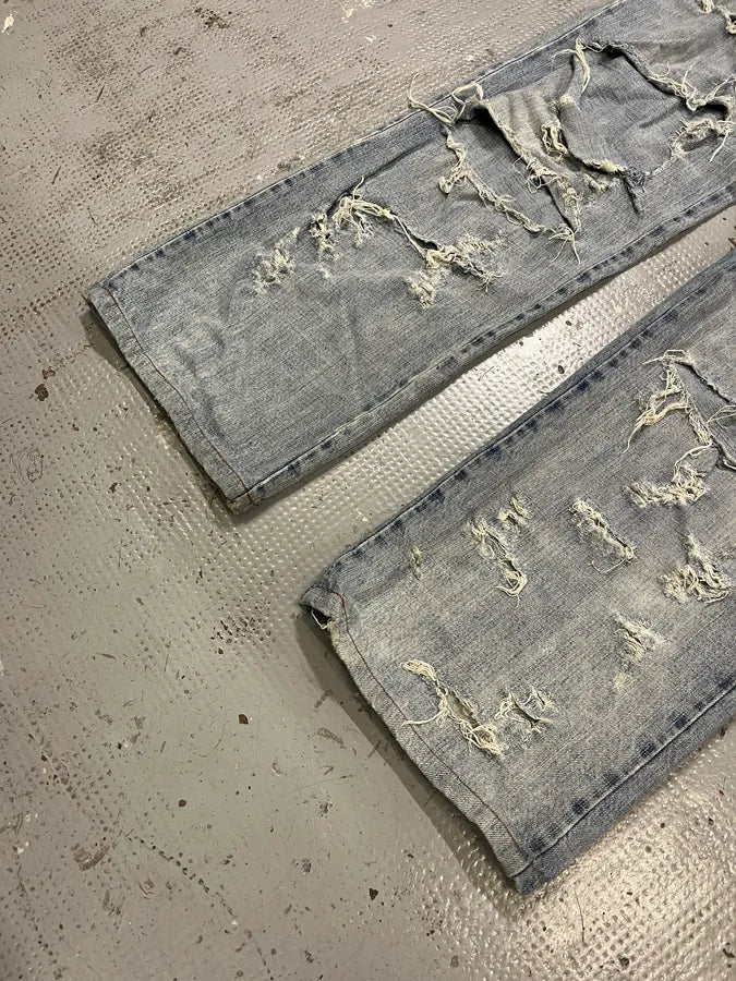 SS2005 Dolce & Gabbana Destroyed Blue Denim Jeans ctWgJiO 6