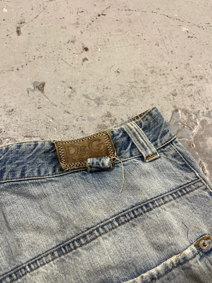 SS2005 Dolce & Gabbana Destroyed Blue Denim Jeans ctWgJiO 9