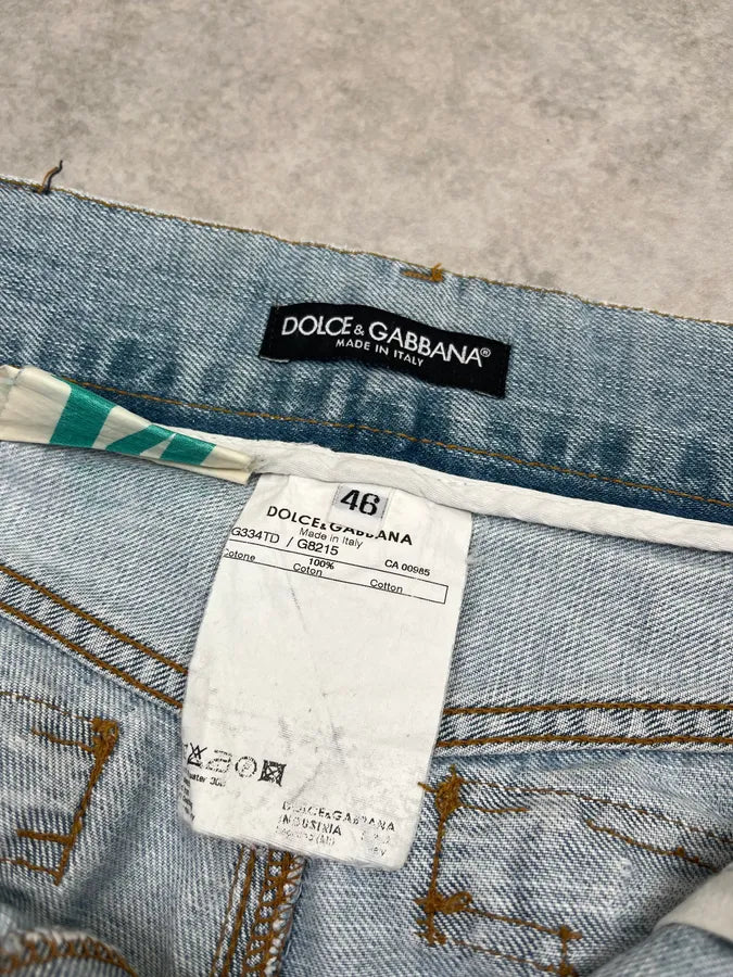 SS2005 Dolce & Gabbana Distressed Light Blue Denim Jeans FpoYCLl 11