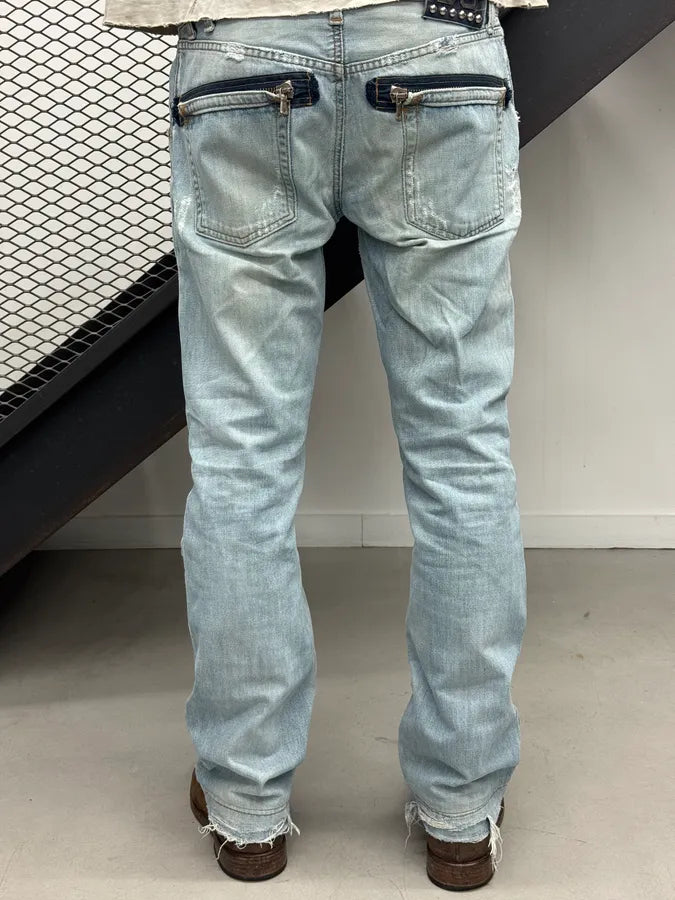 SS2005 Dolce & Gabbana Distressed Light Blue Denim Jeans FpoYCLl 4