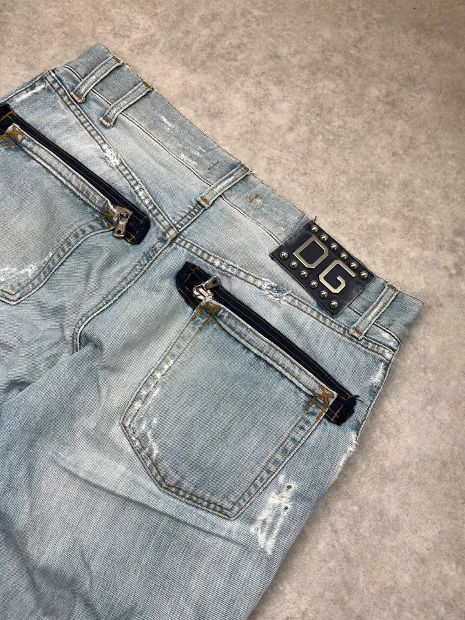 SS2005 Dolce & Gabbana Distressed Light Blue Denim Jeans FpoYCLl 9