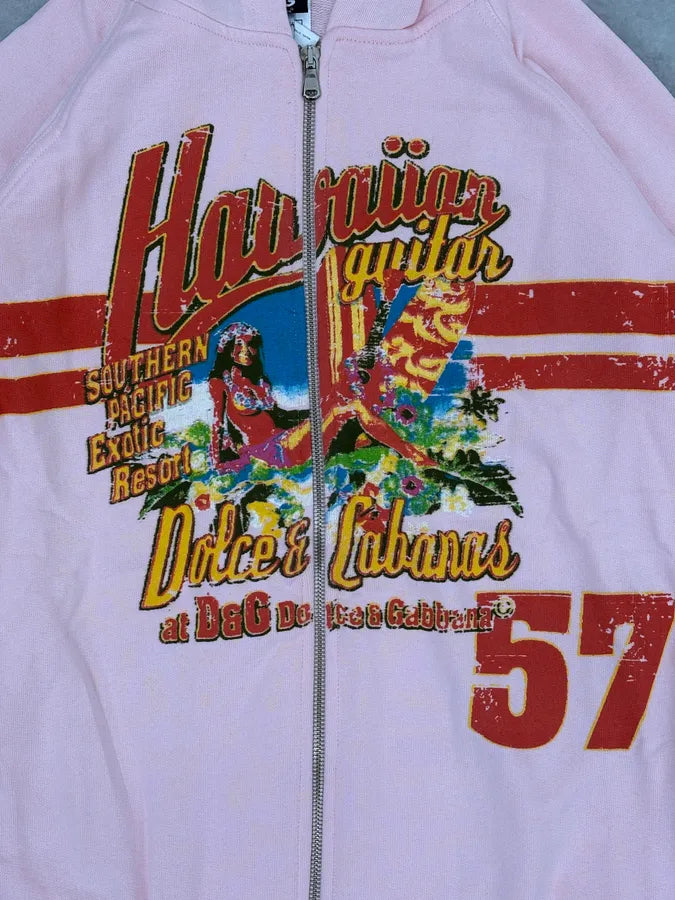 SS2005 Dolce & Gabbana Hawaian Faded Pink Zip-up Hoodie kBkRUBf 8