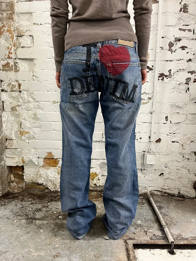 SS2005 Dolce & Gabbana I Love Denim Blue Denim Jeans gvREvIE 1