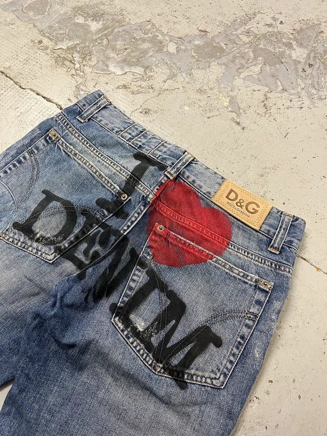 SS2005 Dolce & Gabbana I Love Denim Blue Denim Jeans gvREvIE 7