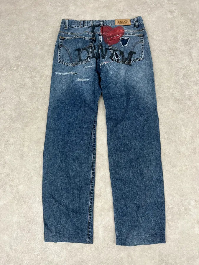 SS2005 Dolce & Gabbana I Love Denim Blue Jeans kaOLUGK 0