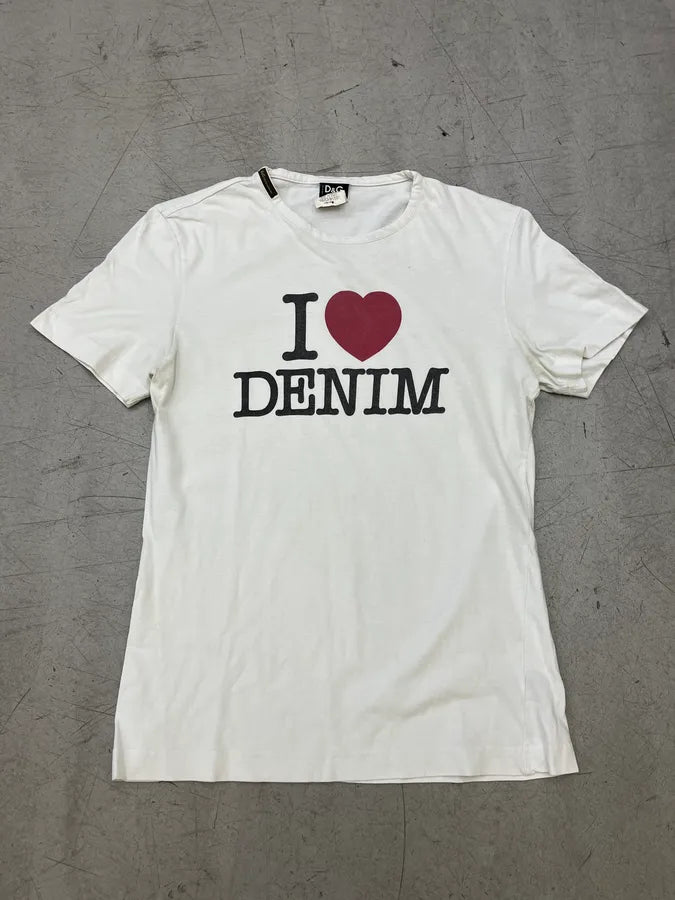 SS2005 Dolce & Gabbana I Love Denim White T-Shirt edTYdBB 0