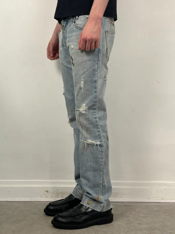 FW2005 Dolce & Gabbana Light Blue Denim Distressed Jeans uXwWKAj 3