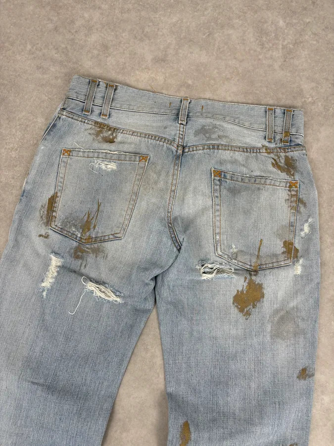 FW2005 Dolce & Gabbana Light Blue Denim Distressed Jeans uXwWKAj 7