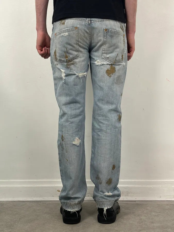 FW2005 Dolce & Gabbana Light Blue Denim Distressed Jeans uXwWKAj 4