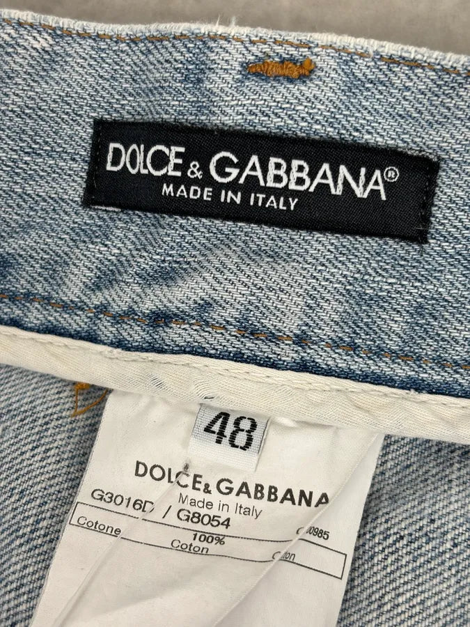 FW2005 Dolce & Gabbana Light Blue Denim Distressed Jeans uXwWKAj 13
