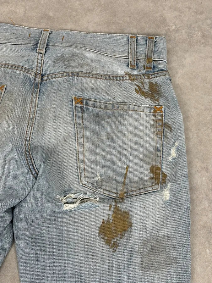 FW2005 Dolce & Gabbana Light Blue Denim Distressed Jeans uXwWKAj 8