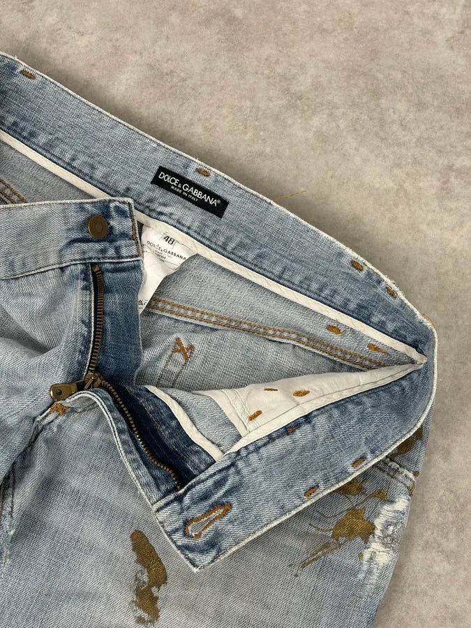 FW2005 Dolce & Gabbana Light Blue Denim Distressed Jeans uXwWKAj 10