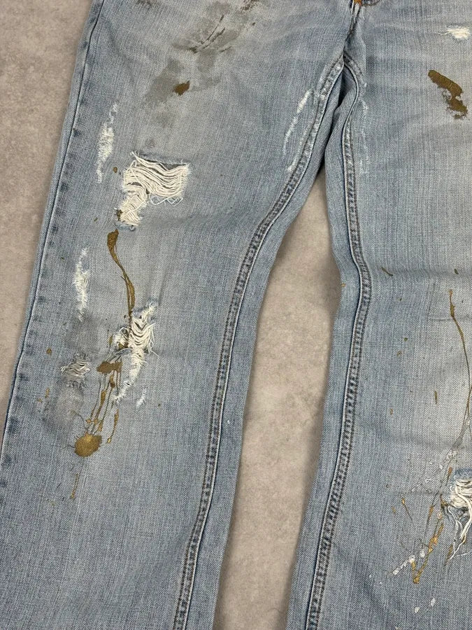 FW2005 Dolce & Gabbana Light Blue Denim Distressed Jeans uXwWKAj 11