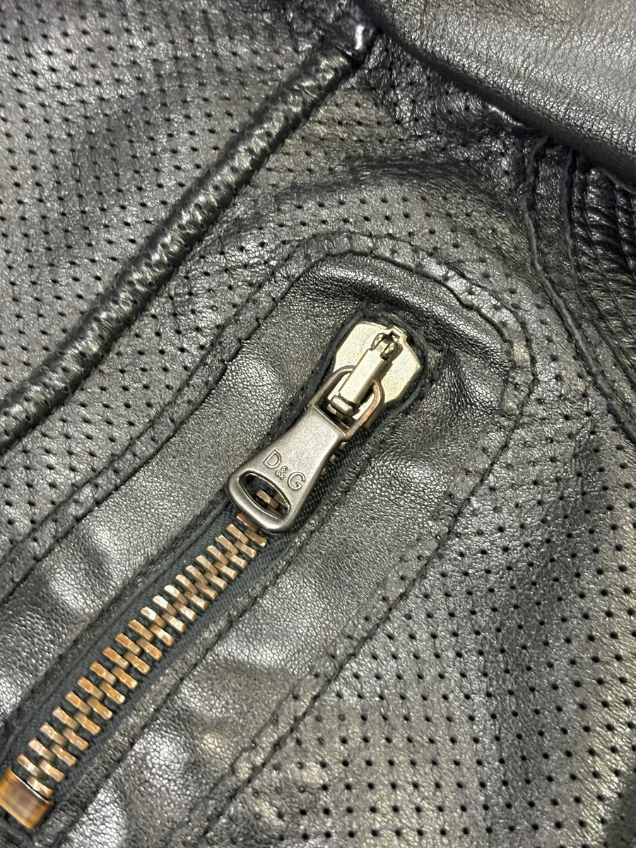 SS2005 Dolce & Gabbana Multi Pocket Black Leather Biker Jacket  aQIwrHK 7