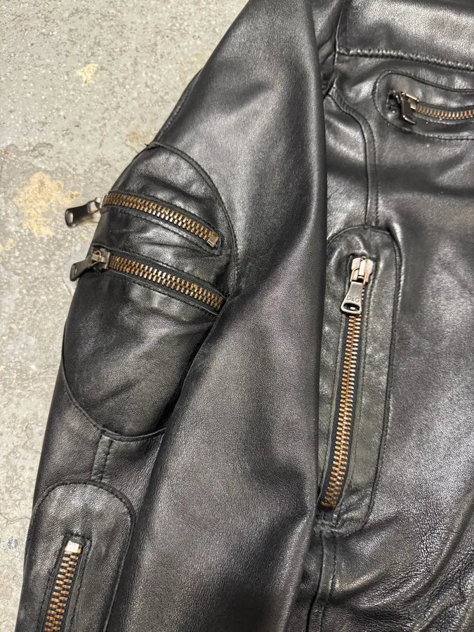SS2005 Dolce & Gabbana Multi Zips Black Utility Leather Jacket (L) 3