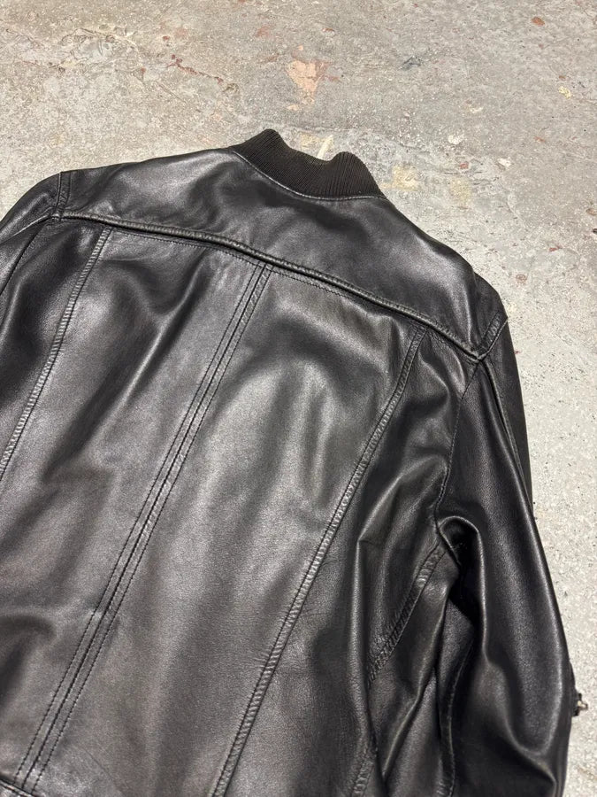 SS2005 Dolce & Gabbana Multi Zips Black Utility Leather Jacket (L) 4