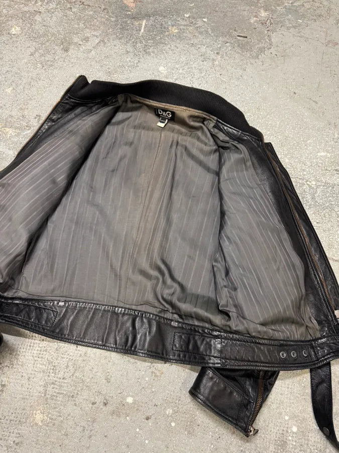 SS2005 Dolce & Gabbana Multi Zips Black Utility Leather Jacket (L) 7