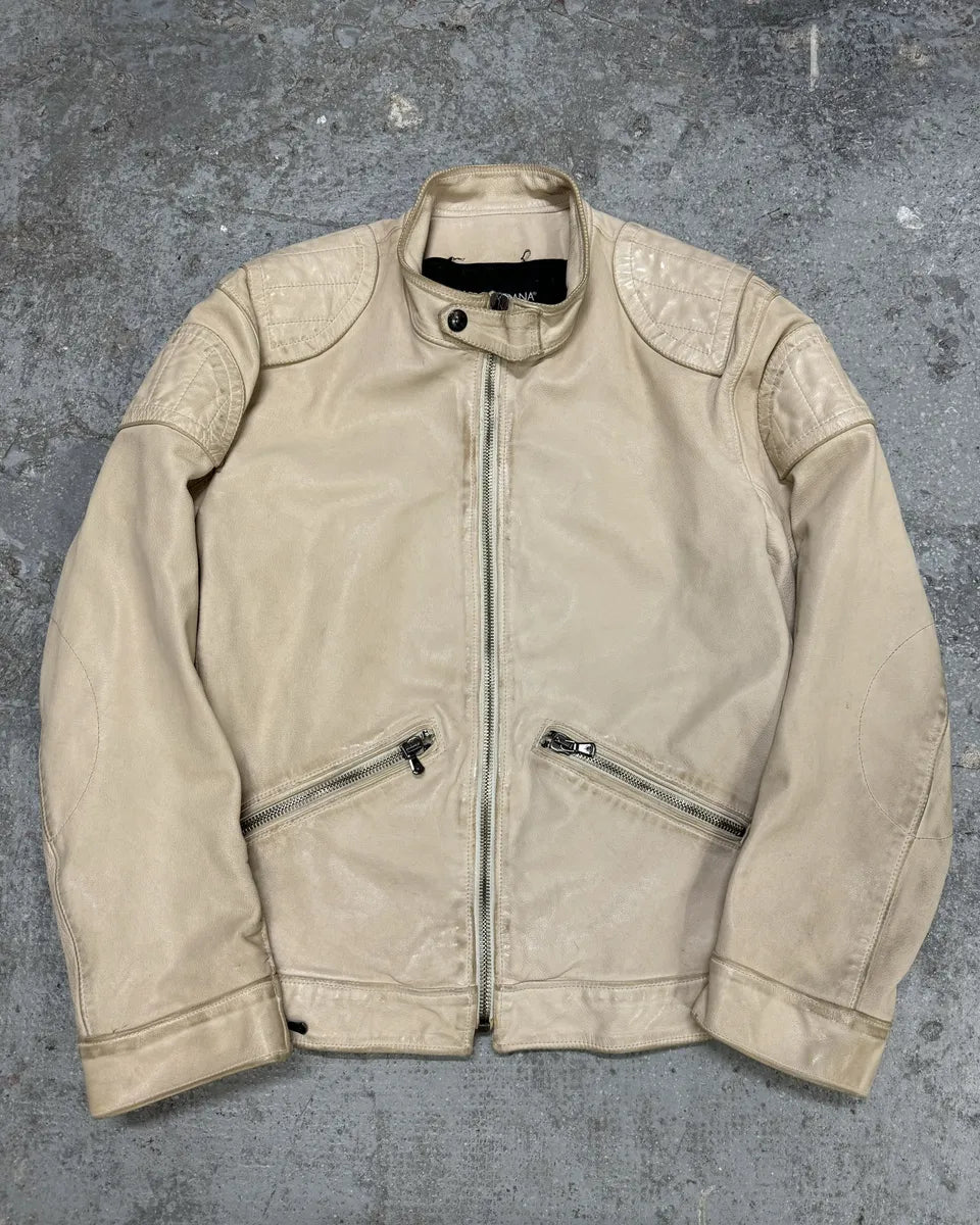 SS2005 Dolce & Gabbana Padded Goatskin Creamy Leather Archive Jacket (L/XL) 0
