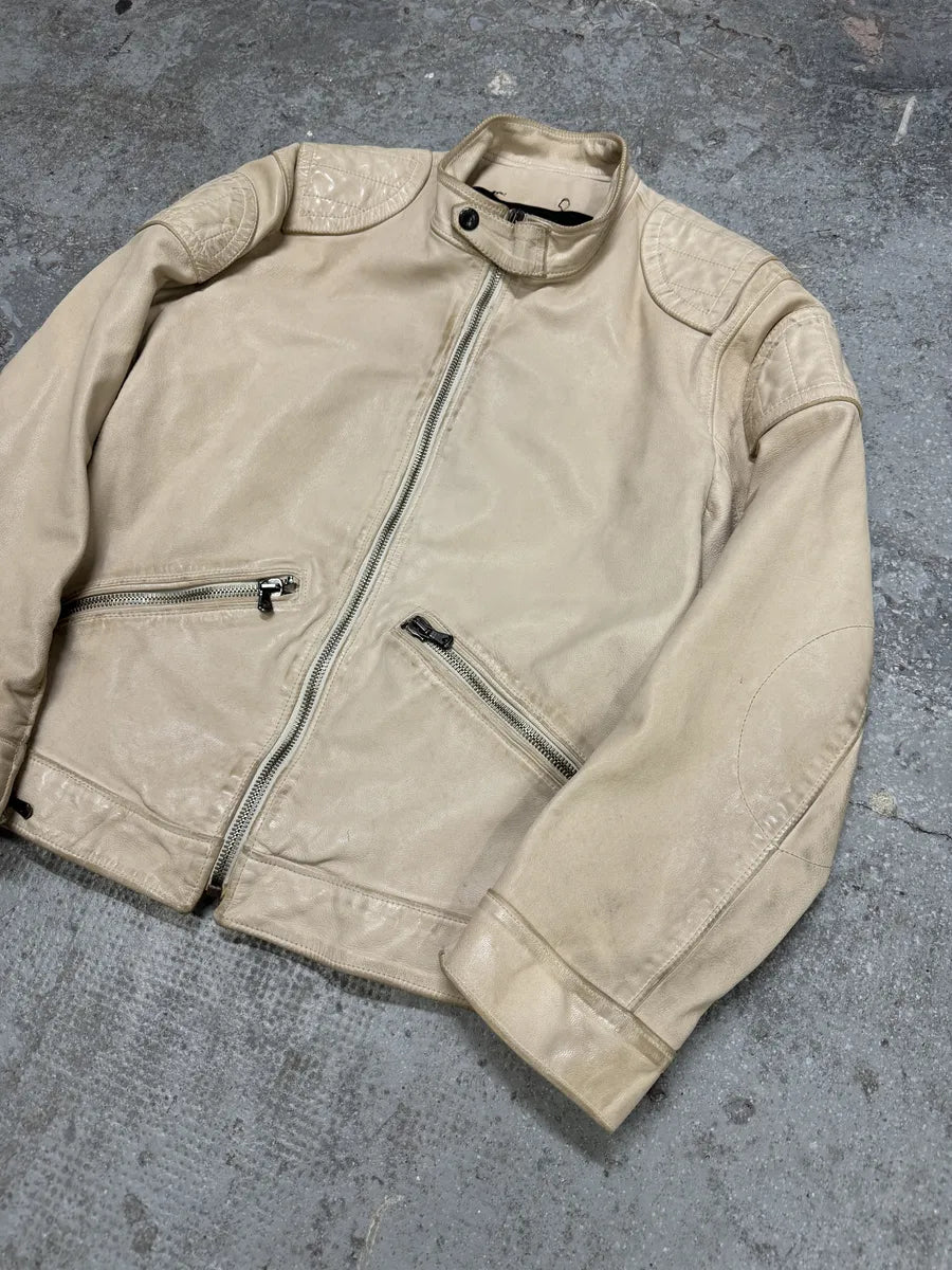 SS2005 Dolce & Gabbana Padded Goatskin Creamy Leather Archive Jacket (L/XL) 1