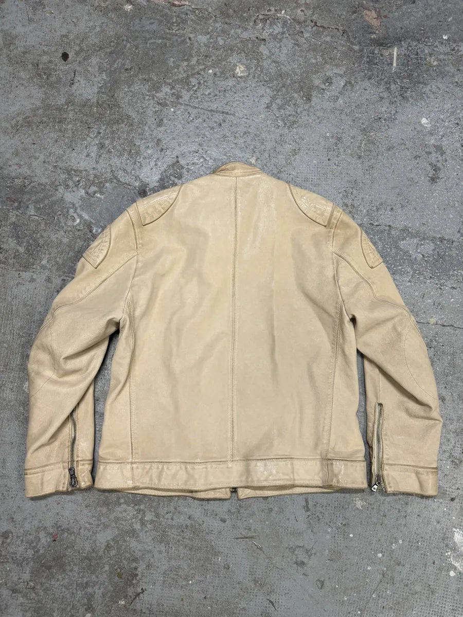 SS2005 Dolce & Gabbana Padded Goatskin Creamy Leather Archive Jacket (L/XL) 3