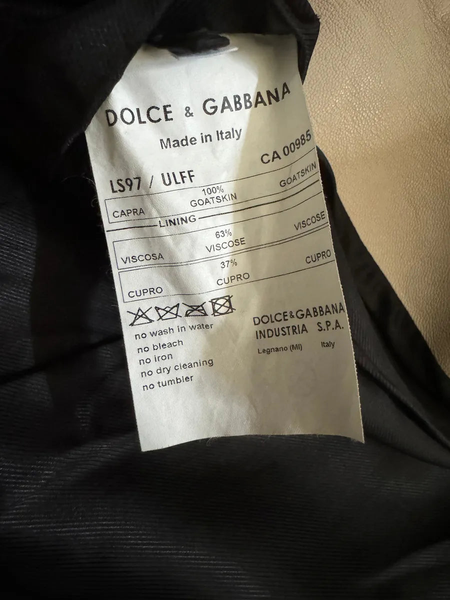 SS2005 Dolce & Gabbana Padded Goatskin Creamy Leather Archive Jacket (L/XL) 6