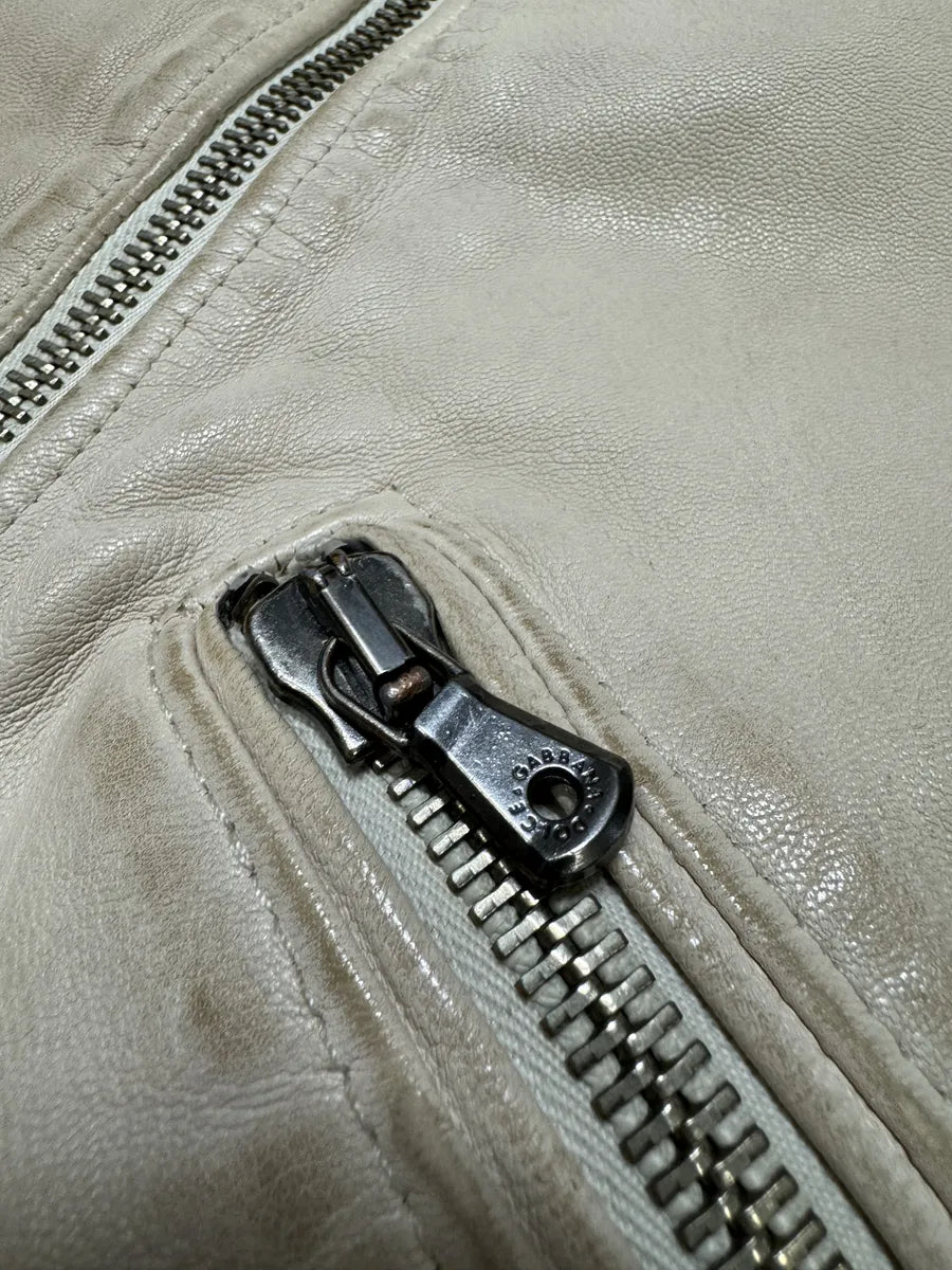 SS2005 Dolce & Gabbana Padded Goatskin Creamy Leather Archive Jacket (L/XL) 6