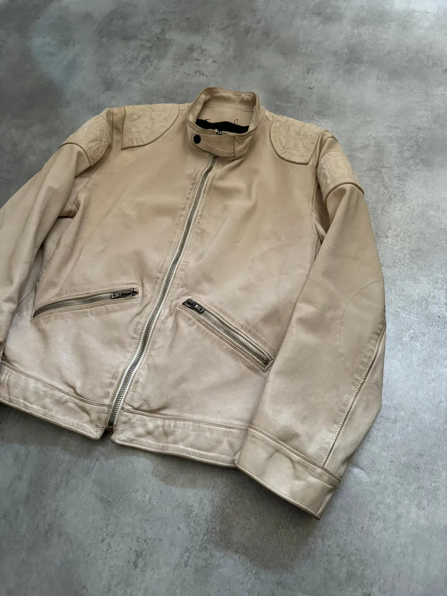 SS2005 Dolce & Gabbana Padded Goatskin Creamy Leather Archive Jacket (L/XL) 9