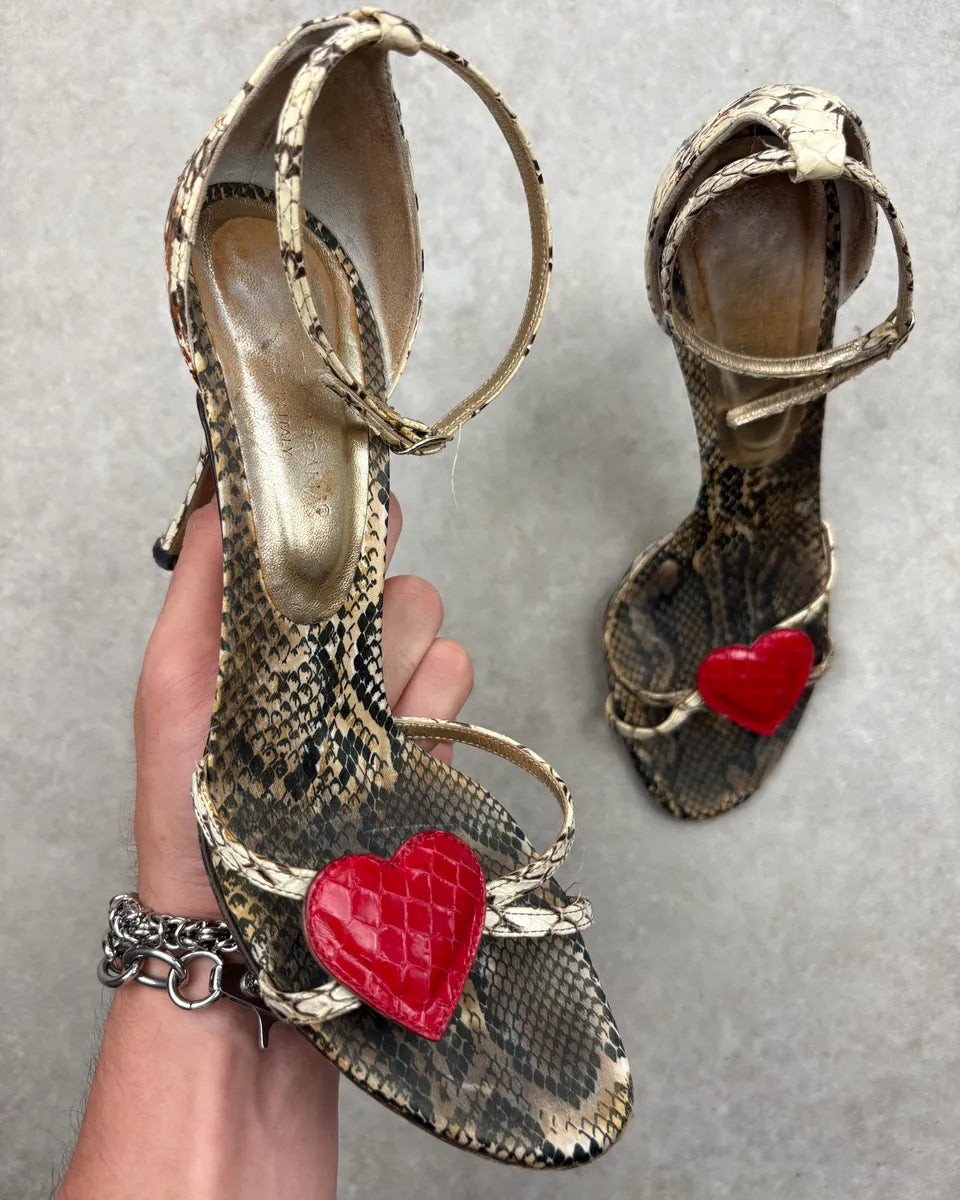 SS2005 Dolce & Gabbana Python Effect Heart Heels NWhFwCK 0