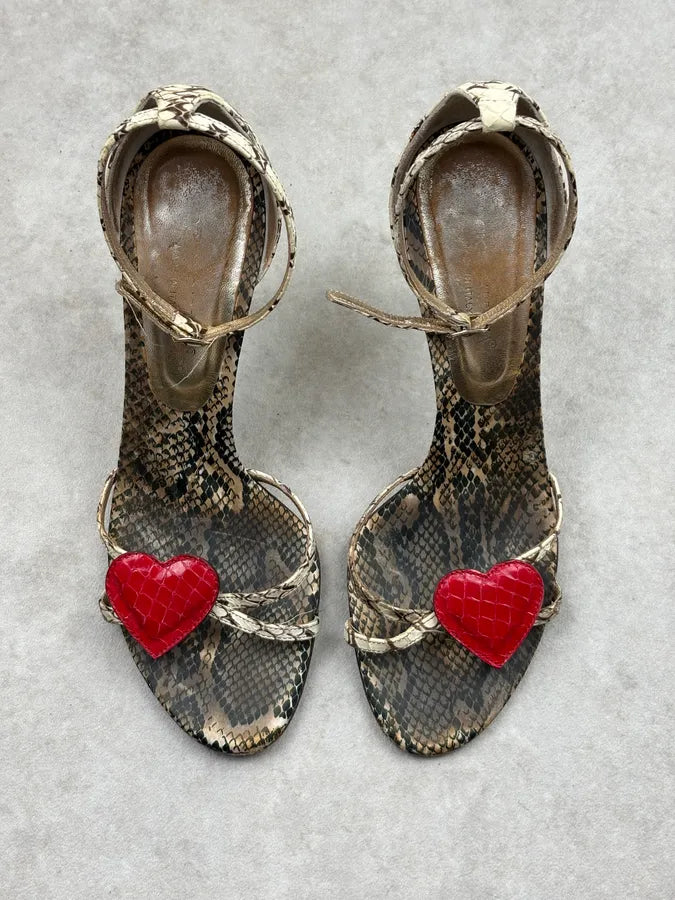 SS2005 Dolce & Gabbana Python Effect Heart Heels NWhFwCK 1