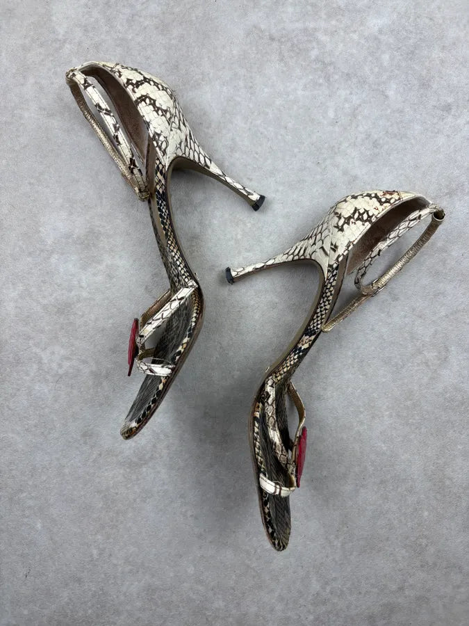 SS2005 Dolce & Gabbana Python Effect Heart Heels NWhFwCK 2