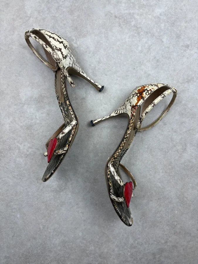 SS2005 Dolce & Gabbana Python Effect Heart Heels NWhFwCK 3