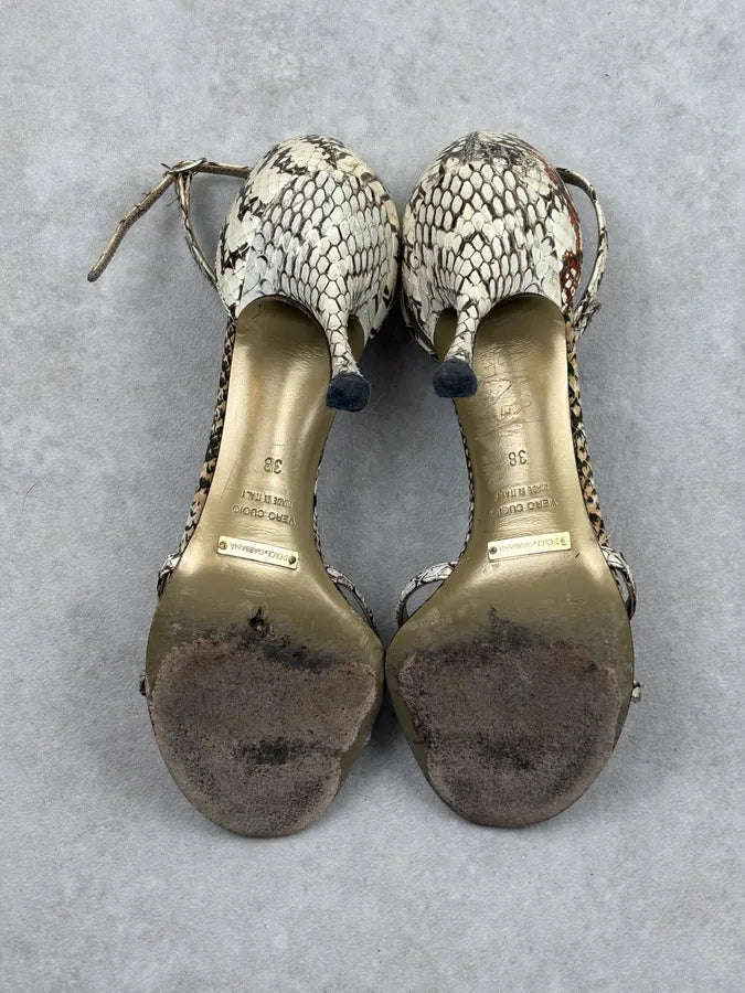 SS2005 Dolce & Gabbana Python Effect Heart Heels NWhFwCK 5