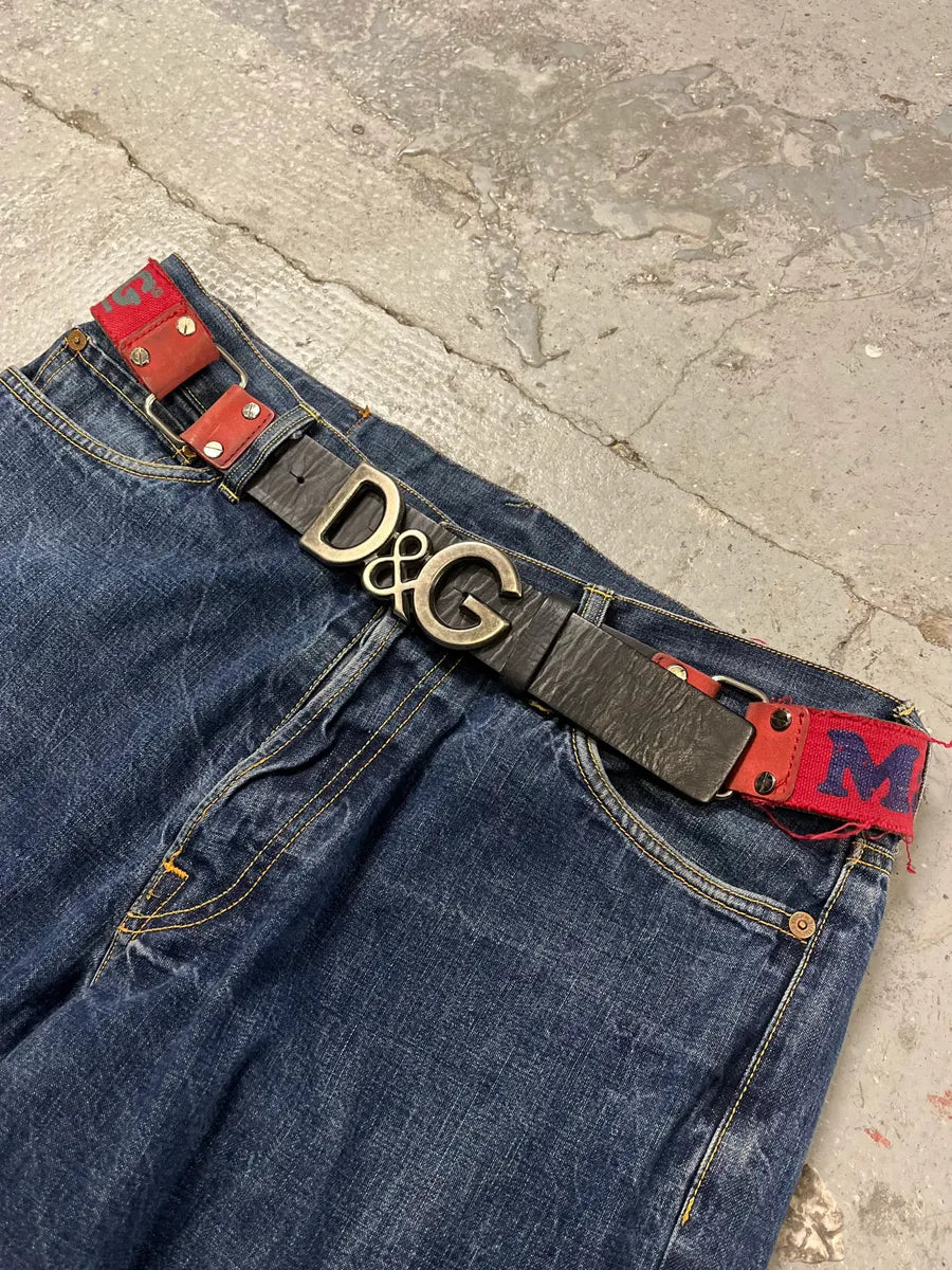 SS2005 Dolce & Gabbana Red Distressed Propaganda Belt (OS) 0