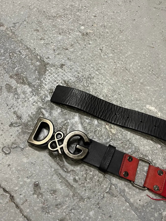 SS2005 Dolce & Gabbana Red Distressed Propaganda Belt (OS) 5