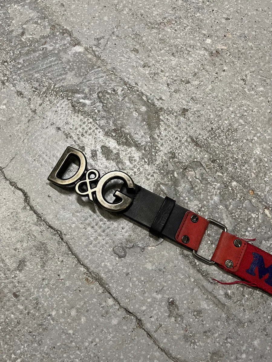 SS2005 Dolce & Gabbana Red Distressed Propaganda Belt (OS) 6