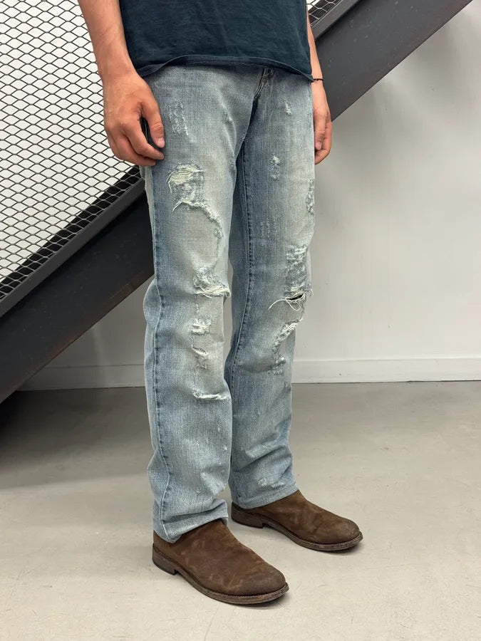 SS2005 Dolce & Gabbana Snake Waist Distressed Blue Denim Jeans vWvQTmF 2