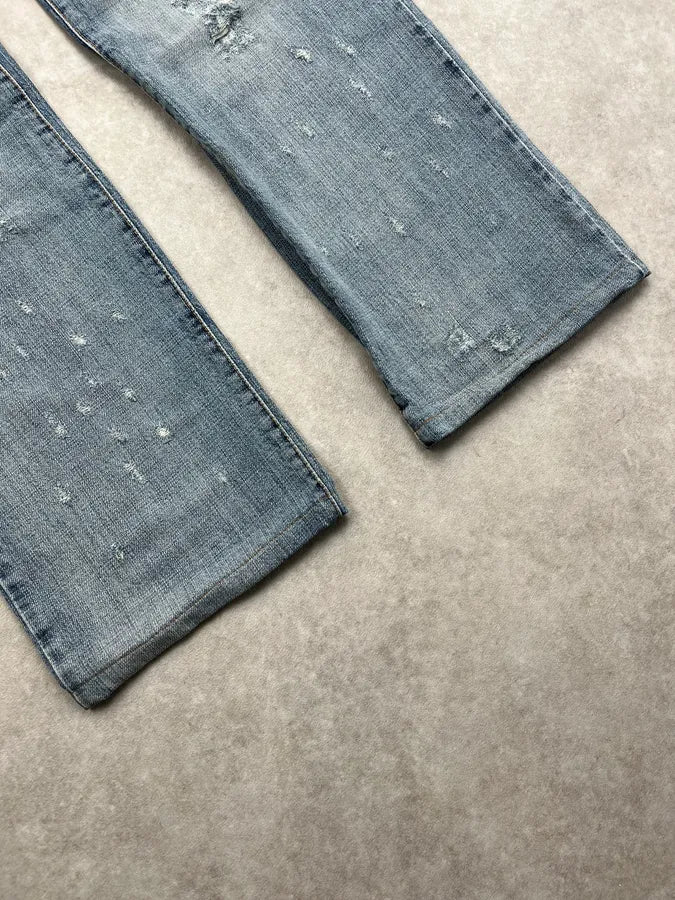 SS2005 Dolce & Gabbana Snake Waist Distressed Blue Denim Jeans vWvQTmF 6