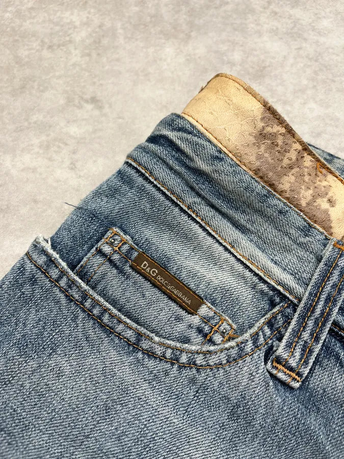 SS2005 Dolce & Gabbana Snake Waist Distressed Blue Denim Jeans vWvQTmF 7