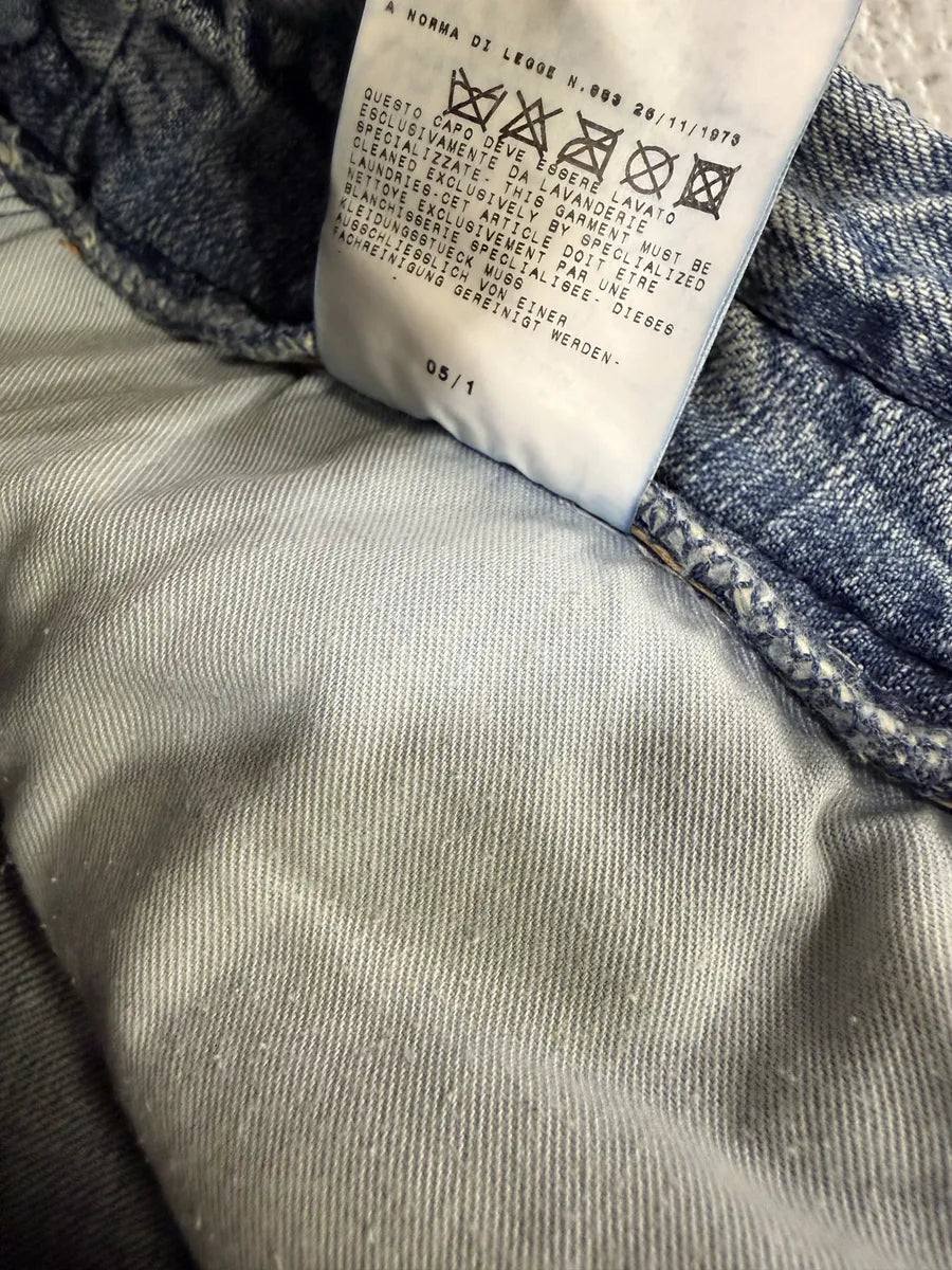 SS2005 Dolce & Gabbana Snakeskin Waist Blue Faded Denim Jeans dlJIFpe 7